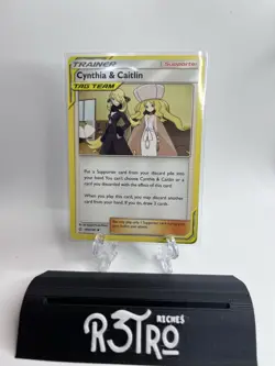 Cynthia & Caitlin 189/236 Cosmic Eclipse Sun And Moon Tag Team Pokemon Trainer - Image 1