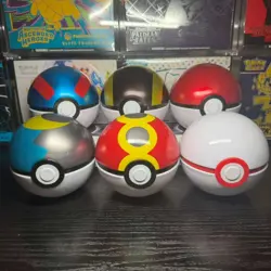 Pokemon Poke Ball Tin Lot Of 6 and display box EMPTY NO PACKS - Image 1