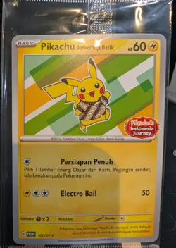 Rare Sealed Pokemon Pikachu Berkemja Batik SV Promo 101/SV-P Indonesian 2024 - Image 1