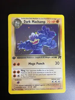 ​1st Edition Dark Machamp Holo Rare 10/82 Team Rocket Pokemon Card WOTC - Image 1