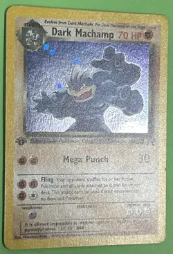 2000 Pokemon 1st edition Dark Machamp 10/82 Team Rocket Holo NEAR MINT NO PLAY - Image 2