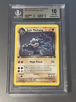 BGS PRISTINE 10 2000 Pokemon WOTC Rocket Dark Machamp-Holo #10 1st Edition POP 1 - Image 1