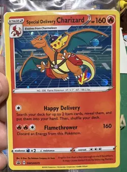 ***RARE Holographic Bleed*** Special Delivery Charizard SWSH075 Promo Card - Image 3