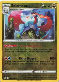 Salamence 109/203 Holo Rare Evolving Skies Pokemon Reverse Holo Near Mint - Image 1