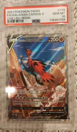 Pokemon Chilling Reign Galarian Zapodos V Alternative Full Art PSA 10 - Image 1