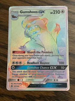 Pokemon Gumshoos GX 157/149 Sun & Moon Base Set Secret Rainbow Rare Holo - LP - Image 1