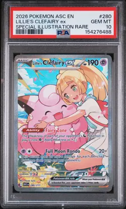 2026 POKEMON ASC EN-ASCENDED HEROES #280 LILLIE'S CLEFAIRY EX PSA 10 - Image 1
