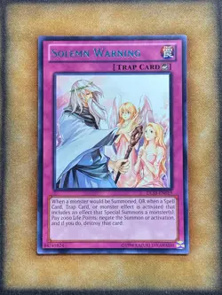 Yugioh Solemn Warning DL18-EN019 Duelist League Rare GREEN NM - Image 1