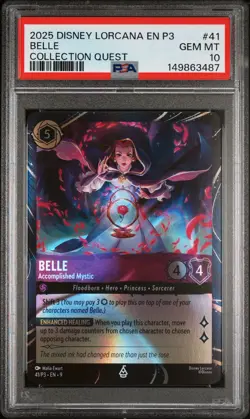 2025 DISNEY LORCANA EN P3-PROMO #41 BELLE - ACCOMPLISHED MYSTIC PSA 10 - Image 1