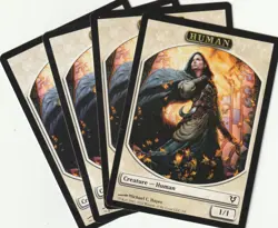 ✪ 4 MAGIC The Gathering HUMAN White Creature Token MTG PLAYSET AVR/EN 2012 - Image 1