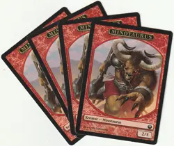 ✪ 4 MAGIC The Gathering MINOTAURUS Red Creature Token MTG PLAYSET JOU/DE 2014 - Image 1