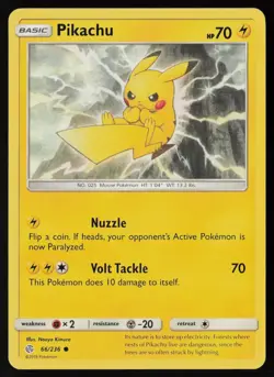 Pikachu 66/236 Pokemon Cosmic Eclipse Common Near Mint - Image 1