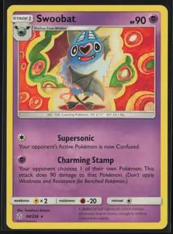 Swoobat 88/236 Pokemon Cosmic Eclipse Rare Near Mint - Image 1