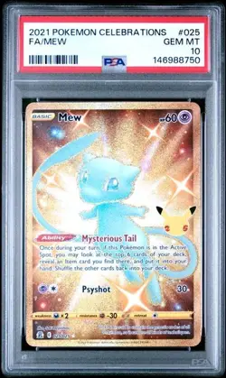 PSA 10 Gem Mint Pokemon 2021 Mew Full Art Celebrations Gold 25/25 Anniversary - Image 1