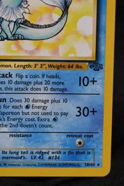Vaporeon 28/64 LP Jungle Regular Rare Unlimited Pokemon TCG - Image 4