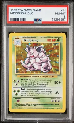 POKEMON 1999 NIDOKING HOLO BASE SET PSA 8 - Image 1