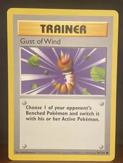Pokemon TCG Gust of Wind Base Set 93/102 Regular Shadowless Trainer Common NM - Image 1