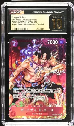 2022 ONE PIECE JPN PARAMOUNT WAR PORTGAS D. ACE ALT ART OP02-013 CGC PRISTINE 10 - Image 1