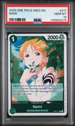 PSA 10 2025 ONE PIECE EB02 EXTRA BOOSTER ANIME 25TH COLLECTION 017 NAMI - Image 1