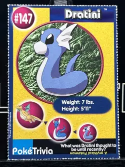 Dratini #147 Pokemon The First Movie Promo Card PokeTrivia PERFORATED - Image 3