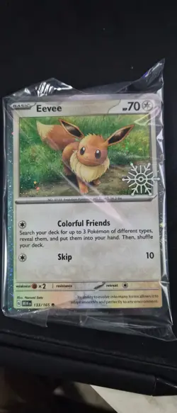 Eevee 133/165 (Holiday Calendar) Snowflake Stamp Promo Pokemon Card SEALED TCG - Image 1