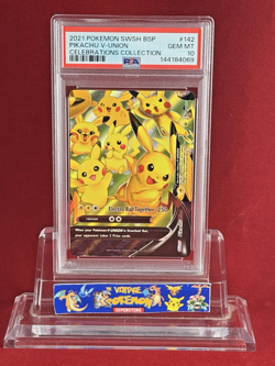 2021 POKEMON Celebrations Black Star Promo PIKACHU V-Union Card SWSH 142 PSA 10 - Image 1