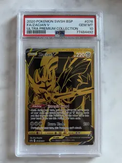 Pokemon Zacian V SWSH076 Full Art Ultra Premium Promo Foil PSA 10 Sword & Shield - Image 1