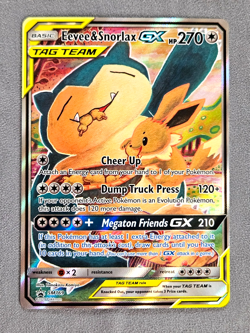 Eevee & Snorlax GX SM169 Pokemon Black Star Promo Sun & Moon Tag Team - Image 1