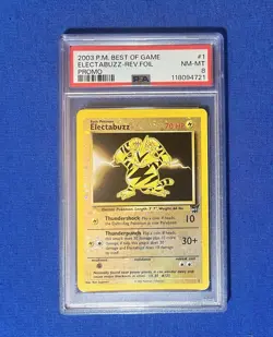 2003 POKEMON BEST OF GAME PROMO #1 ELECTABUZZ-REV.FOIL PROMO PSA 8 - Image 1