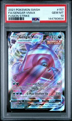 2021 POKEMON SWORD & SHIELD FUSION STRIKE #157 FULL ART/GENGAR VMAX PSA 10 - Image 1