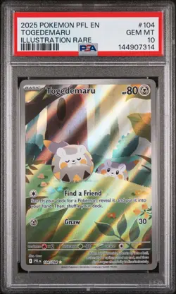2025 POKEMON PFL EN-PHANTASMAL FLAMES ILLUSTRATION RARE #104 TOGEDEMARU PSA 10 - Image 1