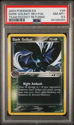 2004 Pokemon EX Team Rocket Retuns Dark Golbat Reverse Holo 34/109 PSA 8.5 POP 2 - Image 1