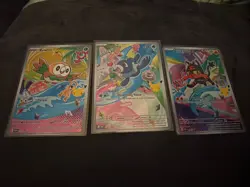 Rowlet, Litten, Popplio First Partner Illustration Set Pokemon - Image 1