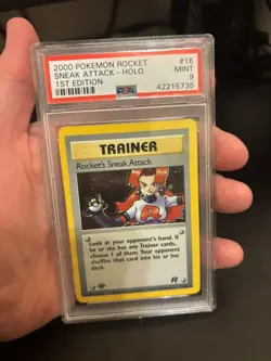 PSA 9 MINT 2000 Pokemon Rocket's Sneak Attack 16/82 Team Rocket Holo 1st Ed - Image 1