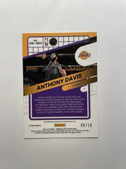 2021-22 Panini Donruss Optic Opti-Graphs - Anthony Davis - AUTO - GOLD /10 - Image 2