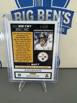 2024 Panini Encore Winning Materials T.J. Watt #Wm-Twt Gold /10 (MEM) - Image 2