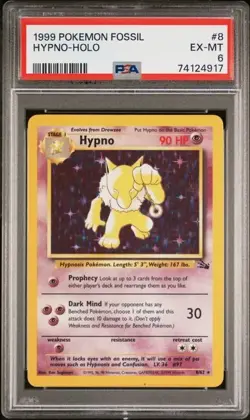 1999 Pokemon Fossil Hypno Holo PSA 6 #8 - Image 1