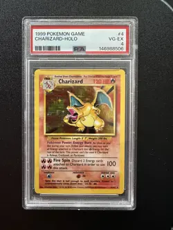 Pokemon TCG Charizard Base Set 4/102 Holo Rare 1999 Wizards PSA 4 120 HP 004/102 - Image 1