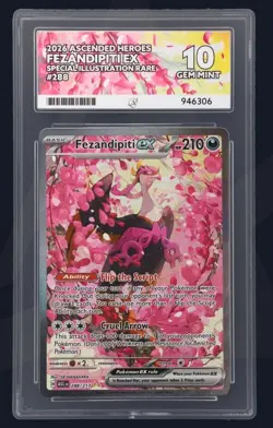 Fezandipiti EX 288/217 SIR Ascended Heroes Pokemon Ace Graded 10 English - Image 1