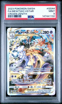 Pokemon TCG Mewtwo VSTAR GG44/GG70 Crown Zenith PSA 9 Mint - Image 1