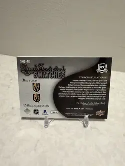 2018 THE CUP ALEX TUCH WILLIAM KARLSSON SCRIPTED SWATCHES DUAL PATCH AUTO /15 - Image 2