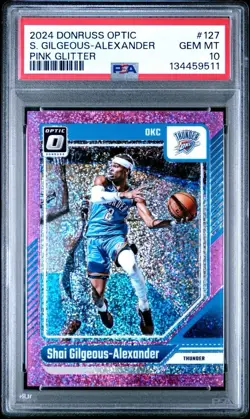 2024-25 Donruss Optic Shai Gilgeous-Alexander Prizm Pink Glitter #11/275 PSA 10 - Image 1
