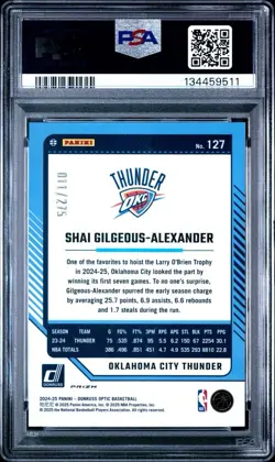 2024-25 Donruss Optic Shai Gilgeous-Alexander Prizm Pink Glitter #11/275 PSA 10 - Image 2