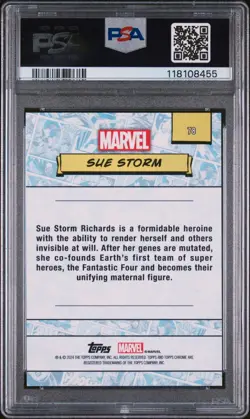 2024 Topps Chrome Marvel Fantastic Four - Sue Storm - GOLD sapphire PSA 10 - Image 2