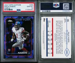 2024 Topps Chrome Sapphire Malik Nabers Purple RC SSP #/10 PSA 10 Giants - Image 3