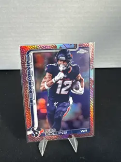 2025 Topps Chrome Football Nico Collins Leather Refractor Card #115 - Image 1