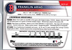 2025 Bowman #BCP-67 Franklin Arias Chrome Prospects - Image 2
