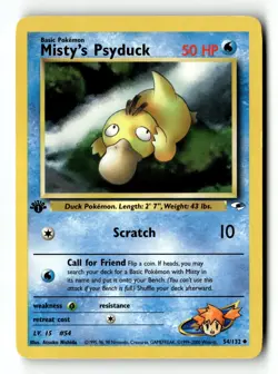 Pokemon Card Misty's Psyduck 1st Edition LP Gym Heroes 54/132 - Image 1