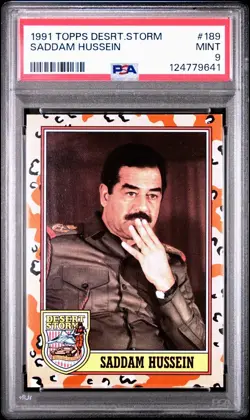1991 Topps Saddam Hussein Desert Storm #189 PSA 9 - Image 1