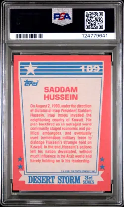 1991 Topps Saddam Hussein Desert Storm #189 PSA 9 - Image 2